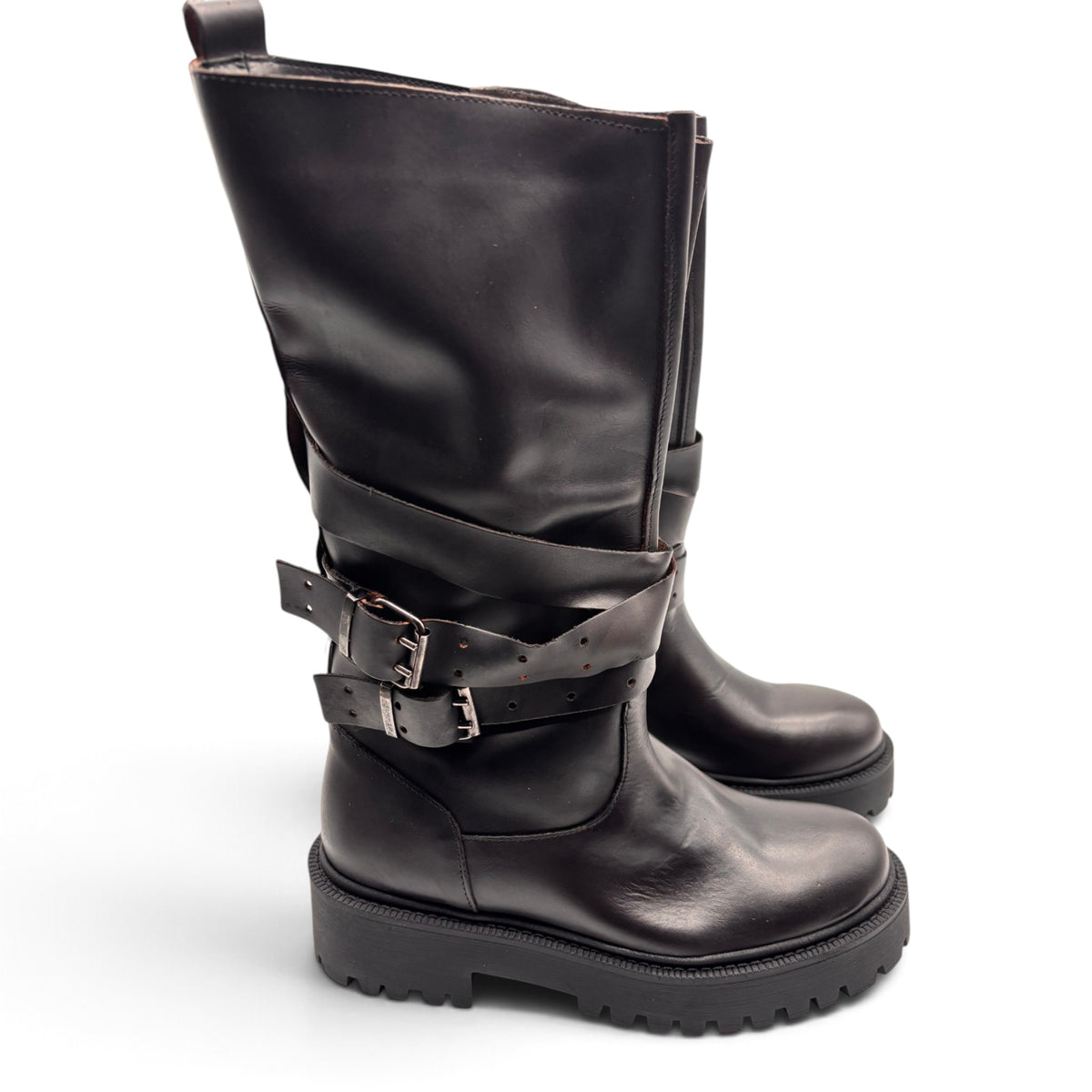 Deky 3029 Biker boot a soffietto in vera pelle con design asimmetrico