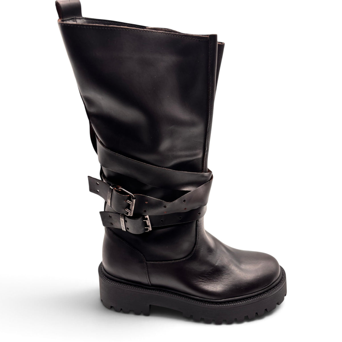 Deky 3029 Biker boot a soffietto in vera pelle con design asimmetrico