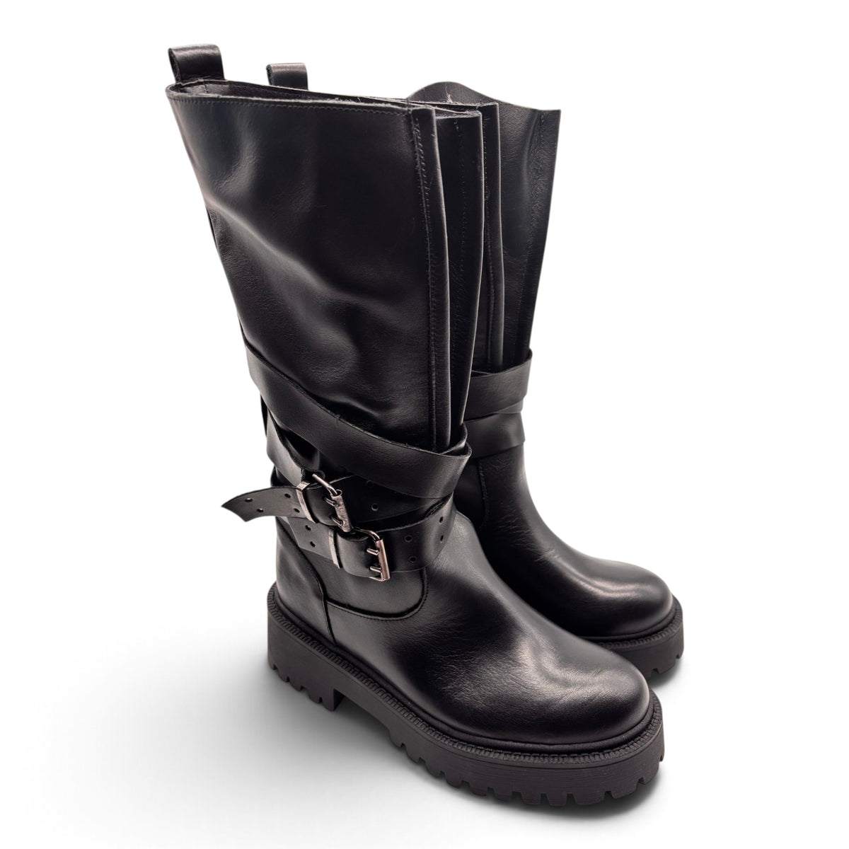 Deky 3029 Biker boot a soffietto in vera pelle con design asimmetrico