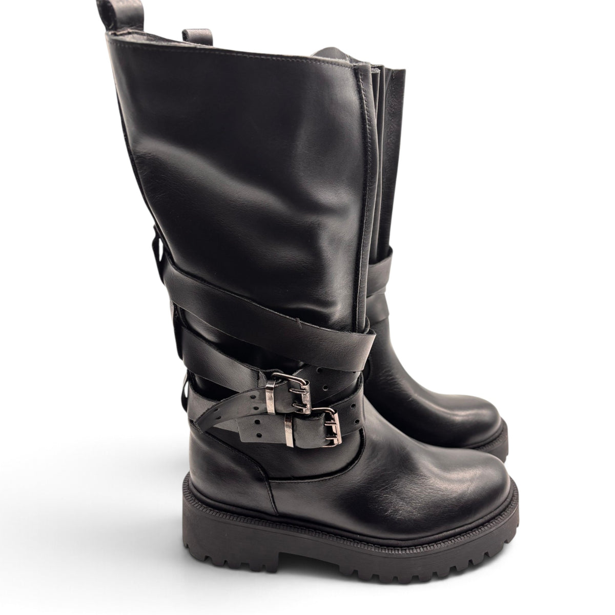 Deky 3029 Biker boot a soffietto in vera pelle con design asimmetrico