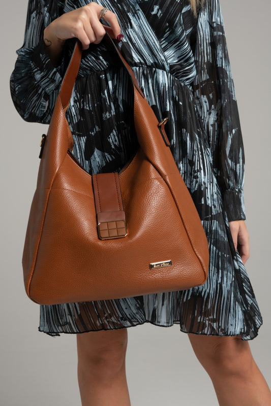 9014 HANDBAG WITH BUCKLE AND BROWN ACCESSORY