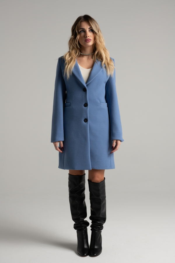 80768 THREE BUTTON SINGLE-BREASTED BLUE COAT