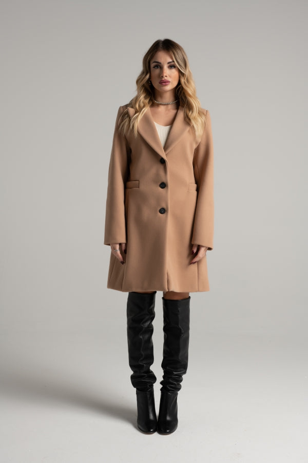 80768 SINGLE-BREASTED THREE BUTTON COAT CAMEL