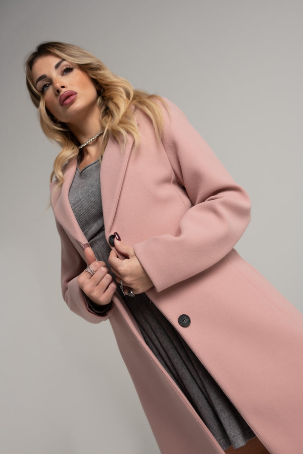 80768 PINK SINGLE-BREASTED THREE-BUTTON COAT
