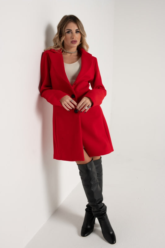 80768 RED SINGLE-BREASTED THREE BUTTON COAT