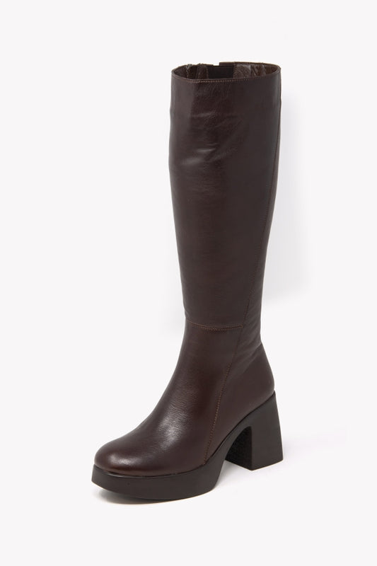 11078 BROWN LEATHER BOOT WITH PLATFORM AND HEEL 8
