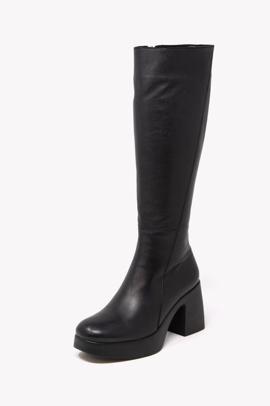 11078 BLACK LEATHER BOOT WITH PLATFORM AND HEEL 8