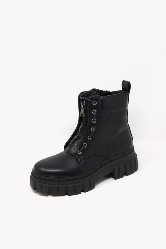 6004 SMOOTH BLACK BOOTS WITH CENTRAL ZIP AND HIGH RUBBER SOLE