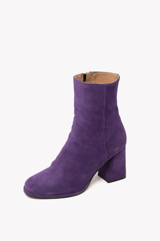 IVONNY 1499 AUBERGINE SUEDE LEATHER ANKLE BOOT HEEL 9