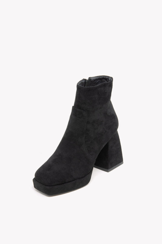 MS2031 BLACK SUEDE ANKLE BOOT WITH PLATFORM AND WIDE HEEL