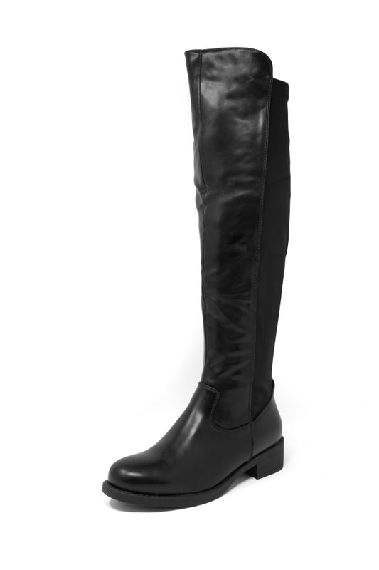 Z007-1 BLACK KNEE HIGH BOOT WITH LOW SOLE